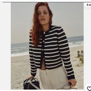 J. Crew Women's Black and White Striped Lady Jacket